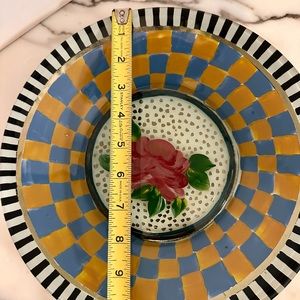 COPY - MacKenzie-Childs RARE plate. rose design, orange and black